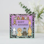 Neutraal Baby shower Cute Safari Animals Kaart (Staand voorkant)