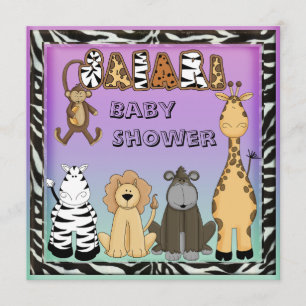Neutraal Baby shower Cute Safari Animals Kaart