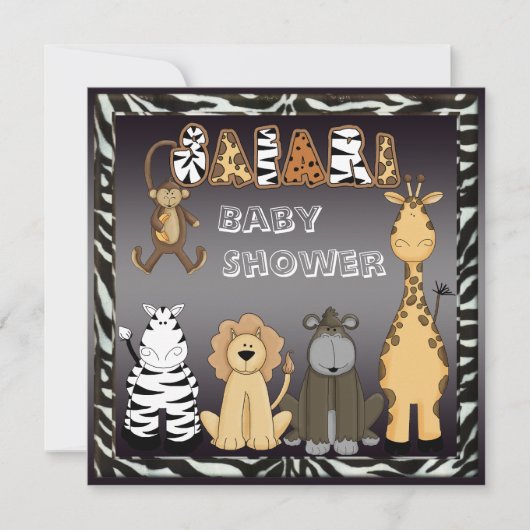Neutraal Baby shower Cute Safari Animals Kaart (Voorkant)
