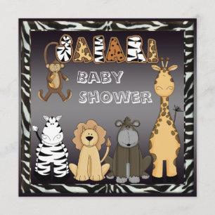 Neutraal Baby shower Cute Safari Animals Kaart
