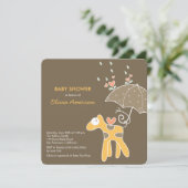 Neutraal Baby shower Cute Yellow Giraffe Invite Kaart (Staand voorkant)