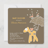 Neutraal Baby shower Cute Yellow Giraffe Invite Kaart (Voorkant)