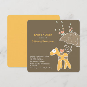 Neutraal Baby shower Cute Yellow Giraffe Invite Kaart