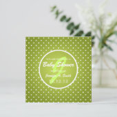 Neutraal Baby shower Elegant Polka Dot Green Kaart (Staand voorkant)
