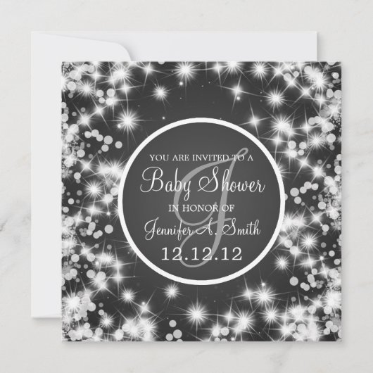 Neutraal Baby shower Elegant Winter Sparkle Black Kaart (Voorkant)