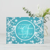 Neutraal Baby shower Elegant Winter Sparkle Blue Kaart (Staand voorkant)