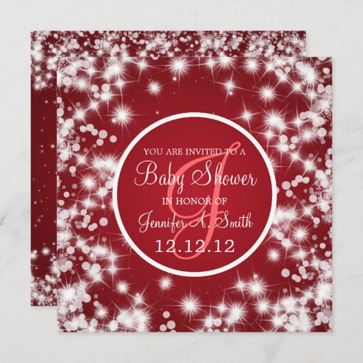 Neutraal Baby shower Elegant Winter Sparkle Red Kaart (Voorkant / Achterkant)