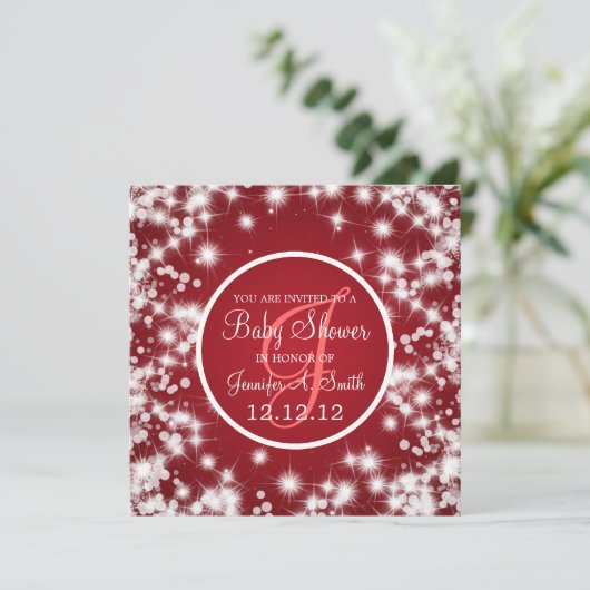 Neutraal Baby shower Elegant Winter Sparkle Red Kaart (Staand voorkant)