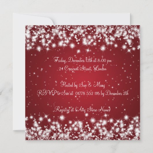 Neutraal Baby shower Elegant Winter Sparkle Red Kaart (Achterkant)