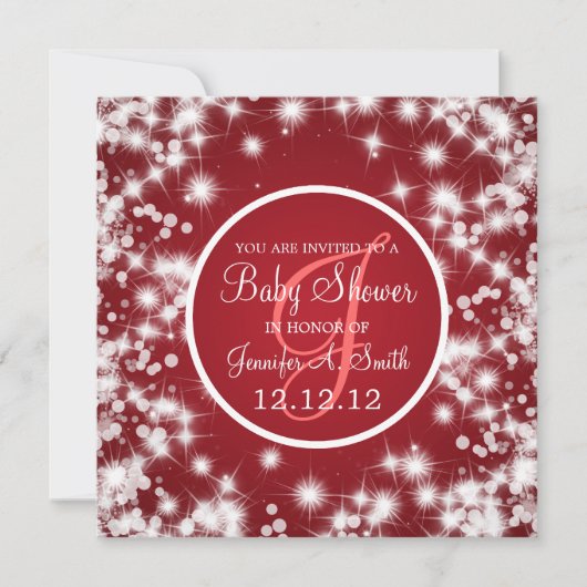 Neutraal Baby shower Elegant Winter Sparkle Red Kaart (Voorkant)