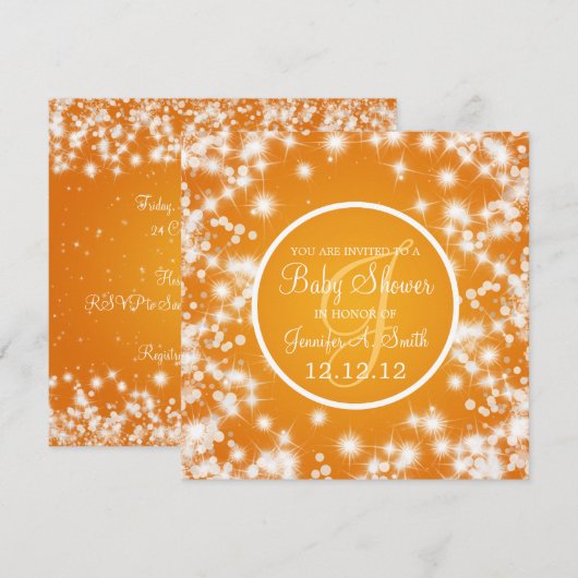 Neutraal Baby shower Elegant Winter Sparkle Sinaas Kaart (Voorkant / Achterkant)