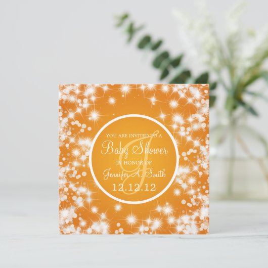 Neutraal Baby shower Elegant Winter Sparkle Sinaas Kaart (Staand voorkant)