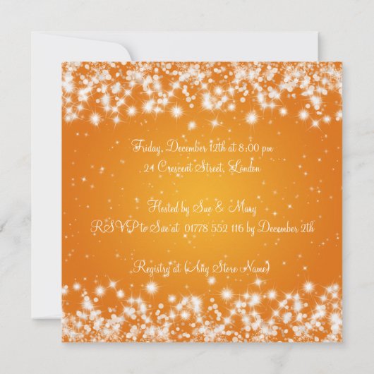 Neutraal Baby shower Elegant Winter Sparkle Sinaas Kaart (Achterkant)