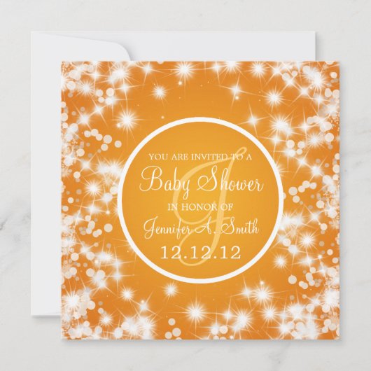 Neutraal Baby shower Elegant Winter Sparkle Sinaas Kaart (Voorkant)