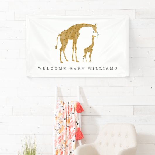 Neutraal Baby shower Giraffe Moeder en Baby Spandoek (Insitu)