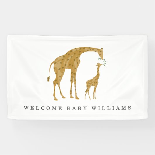 Neutraal Baby shower Giraffe Moeder en Baby Spandoek (Horizontaal)