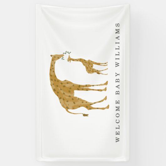 Neutraal Baby shower Giraffe Moeder en Baby Spandoek (Verticaal)