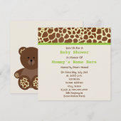 Neutraal Baby shower: Giraffe Print Stuffed Beer Kaart (Voorkant / Achterkant)