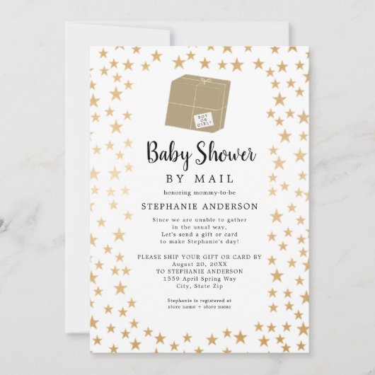 Neutraal Baby shower Gold Star per post Kaart (Voorkant)