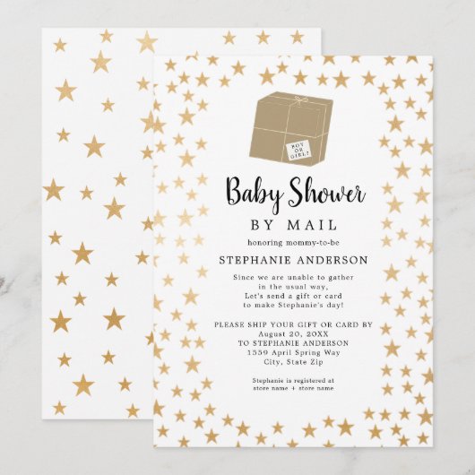 Neutraal Baby shower Gold Star per post Kaart (Voorkant / Achterkant)