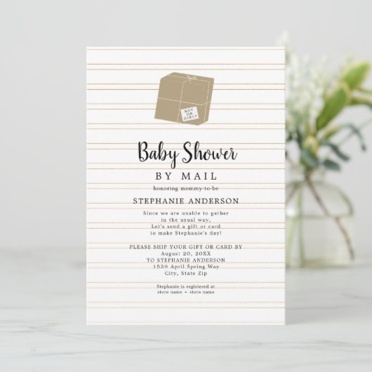 Neutraal Baby shower Gold Stripe per post Kaart (Staand voorkant)