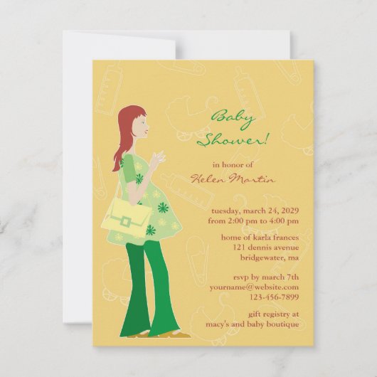 Neutraal Baby shower Green Flat Invitation Kaart (Voorkant)
