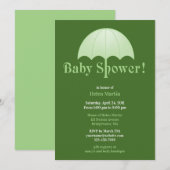 Neutraal Baby shower Green Flat Invitation Kaart (Voorkant / Achterkant)