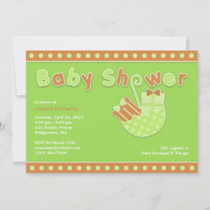 Neutraal Baby shower Green Flat Invitation Kaart