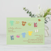 Neutraal Baby shower Green Flat Invitation Kaart (Staand voorkant)