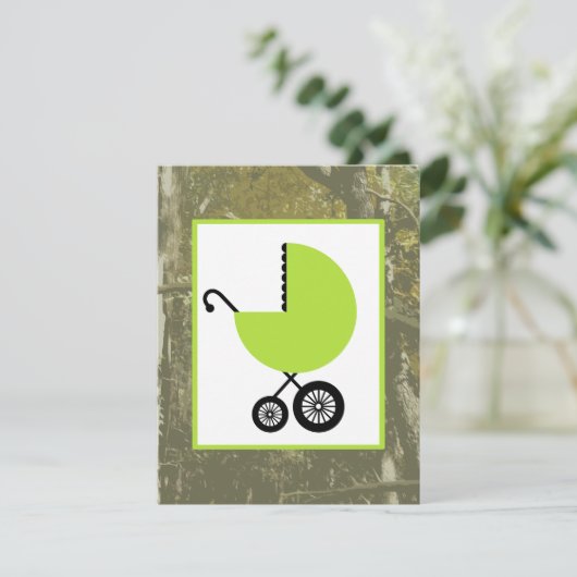 Neutraal Baby shower - Groen vervoer & Camouflage Kaart (Staand voorkant)