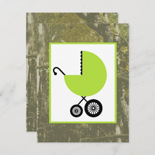 Neutraal Baby shower - Groen vervoer & Camouflage Kaart (Voorkant / Achterkant)
