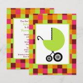 Neutraal Baby shower - Groen vervoer en kleurenblo Kaart (Voorkant / Achterkant)