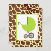 Neutraal Baby shower Groen vervoer & Giraffe afdru Kaart (Voorkant / Achterkant)