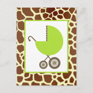 Neutraal Baby shower Groen vervoer & Giraffe afdru Kaart