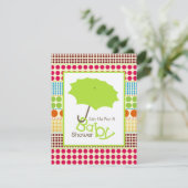Neutraal Baby shower - Groene Umbrella & Boho Stip Kaart (Staand voorkant)