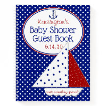 Neutraal Baby shower Guest Book Nautical Sailboat 