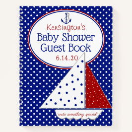 Neutraal Baby shower Guest Book Nautical Sailboat  Notitieboek