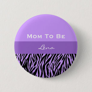 Neutraal Baby shower Moderne Paarse Zebra Afdrukke Ronde Button 5,7 Cm