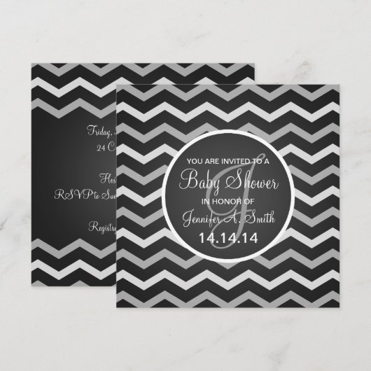 Neutraal Baby shower Nodig Elegant Chevron Black u Kaart (Voorkant / Achterkant)