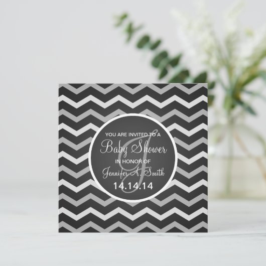 Neutraal Baby shower Nodig Elegant Chevron Black u Kaart (Staand voorkant)