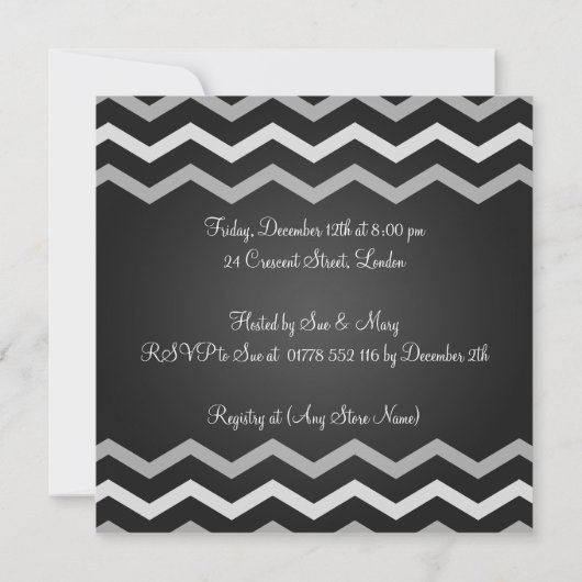 Neutraal Baby shower Nodig Elegant Chevron Black u Kaart (Achterkant)