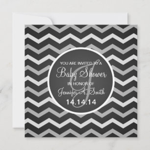 Neutraal Baby shower Nodig Elegant Chevron Black u Kaart