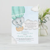 Neutraal Baby shower per e-mail Elephant Mint Gree Kaart (Staand voorkant)