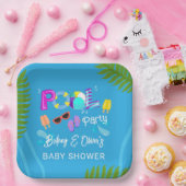 Neutraal Baby shower Pool Party Summer Papieren Bordje (Feest)