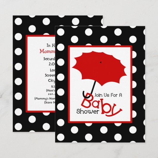 Neutraal Baby shower - Rode romp en pooldots Kaart (Voorkant / Achterkant)