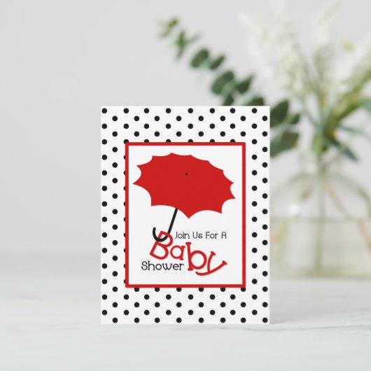 Neutraal Baby shower - Rode romp en pooldots Kaart (Staand voorkant)