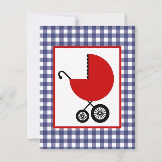 Neutraal Baby shower - Rood vervoer & Blue Gingham Kaart (Voorkant)