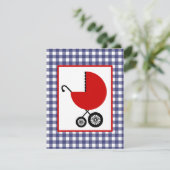 Neutraal Baby shower - Rood vervoer & Blue Gingham Kaart (Staand voorkant)