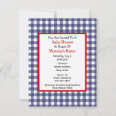 Neutraal Baby shower - Rood vervoer & Blue Gingham Kaart (Achterkant)