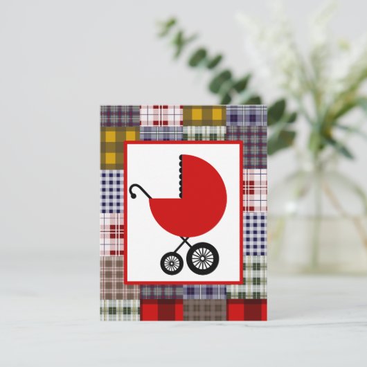 Neutraal Baby shower - Rood vervoer en betonstaal Kaart (Staand voorkant)